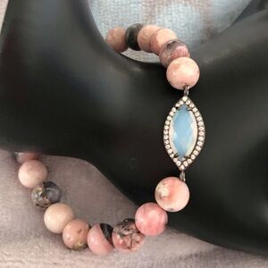 Natural Dendritic Pink Opal Beaded Bracelet